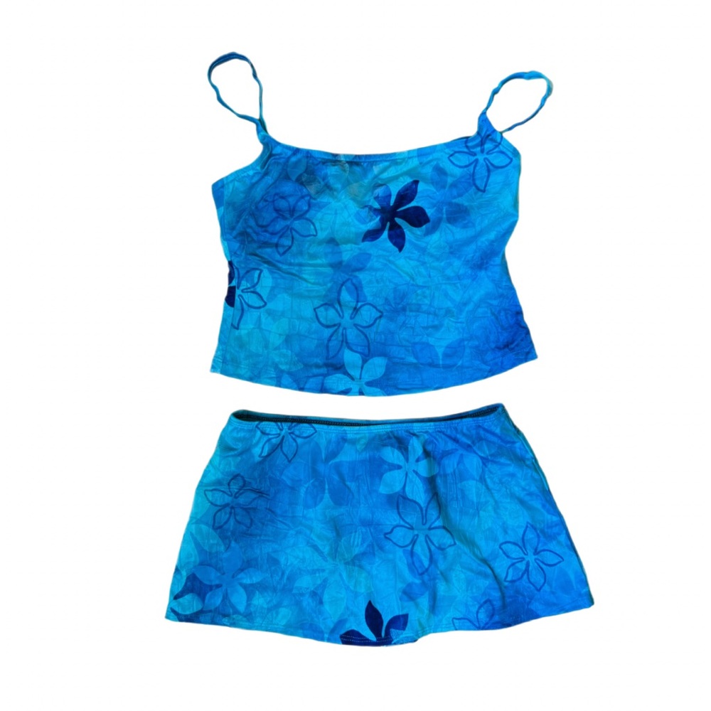 ATHENA Tropical Blue Floral 2 Piece Tankini Swimsuit Size 6/8